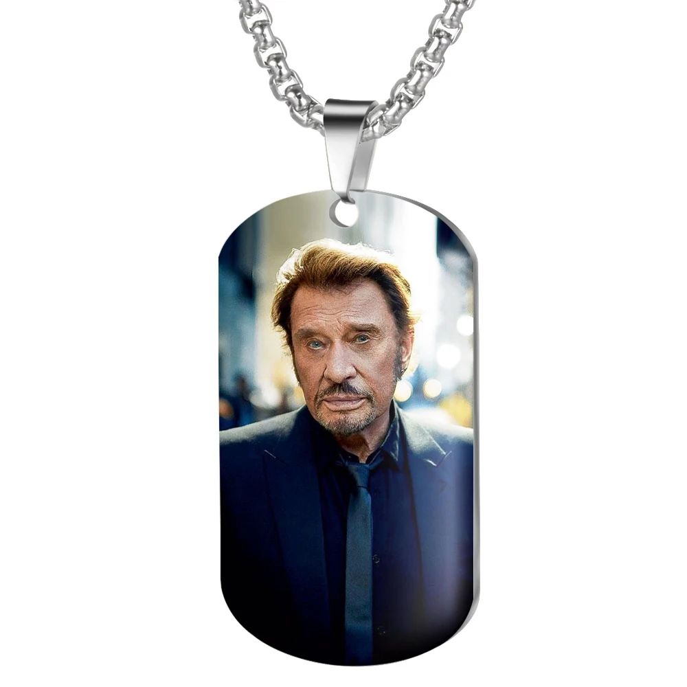 F Ожерелье с подвеской от Jonny Hallyday, персонализированное цветное фото ожерелье s для женщин и мужчин, ювелирные изделия из нержавеющей стали - Окраска металла: F