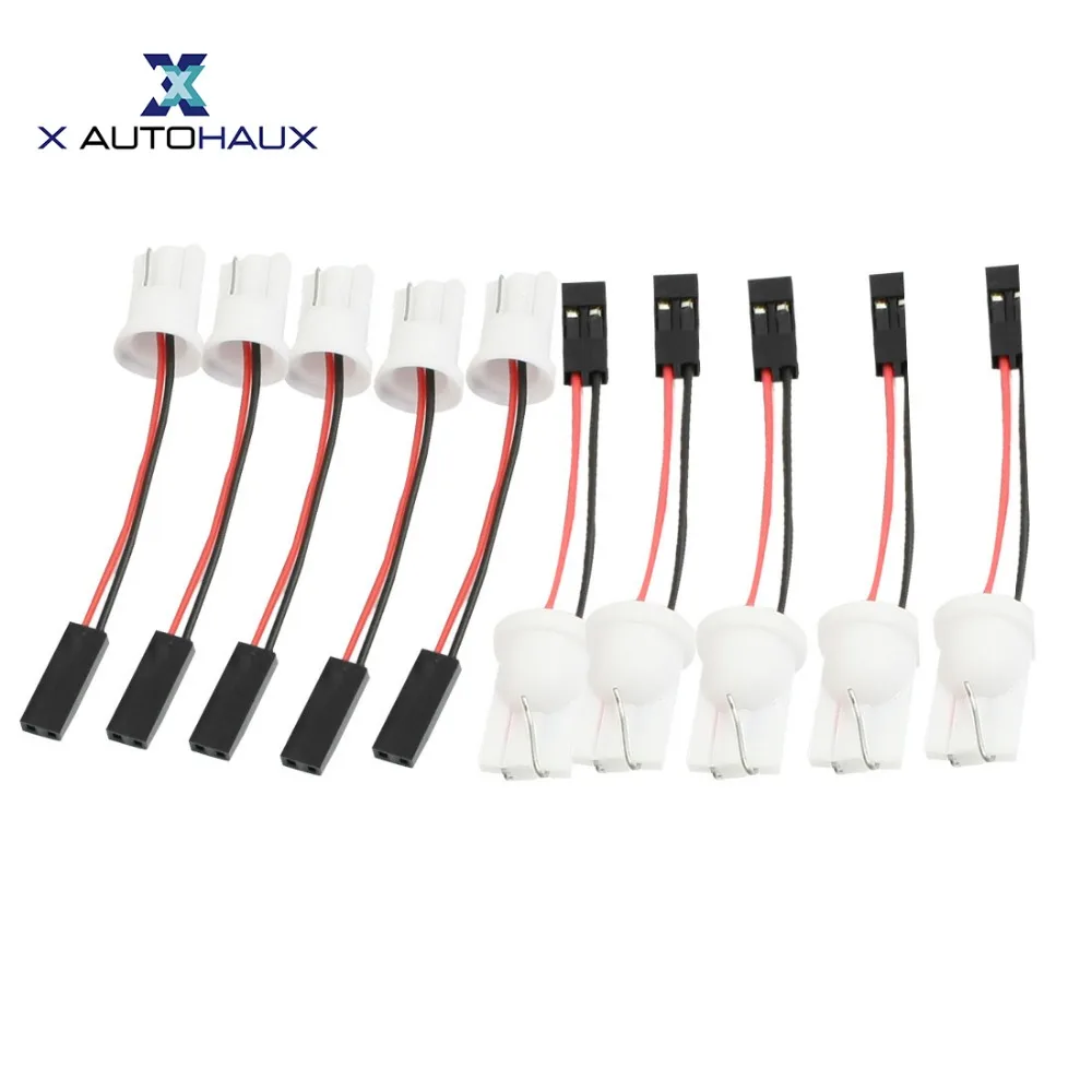 

X Autohaux Truck Car Auto T10 W5w Led Bulb Light Wire Harness Adapter 10 Pcs