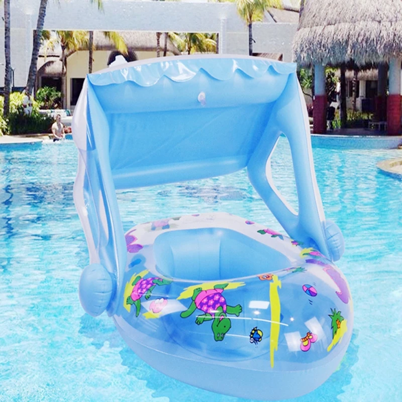 

Inflatable Float Swimming Pool for Kids Sun Protection with Canopy Summer Toys Extra Soft Bubble Base for Children Fun