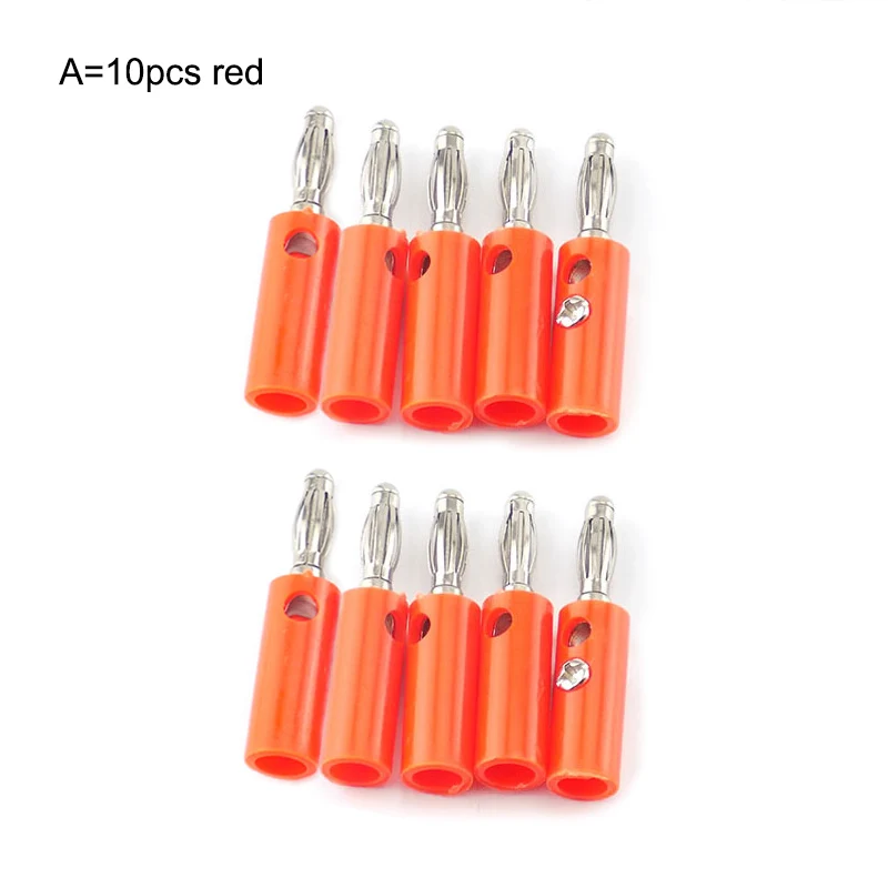 

10pcs 4mm Banana Plug Audio Speaker Screw Gold Silver Plate Plugs Connector Adapter Solderless Black Red Electrical
