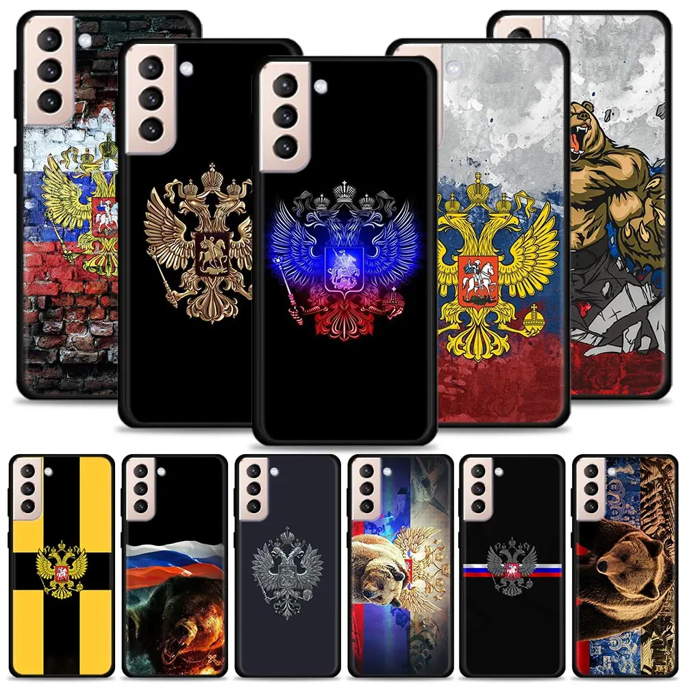 

Case For Samsung Galaxy S21 S20 Ultra S10 Plus Lite S20FE 5G Cover For Galaxy S10e S9 S8 Edge Shell Russia Russian Flags Emblem