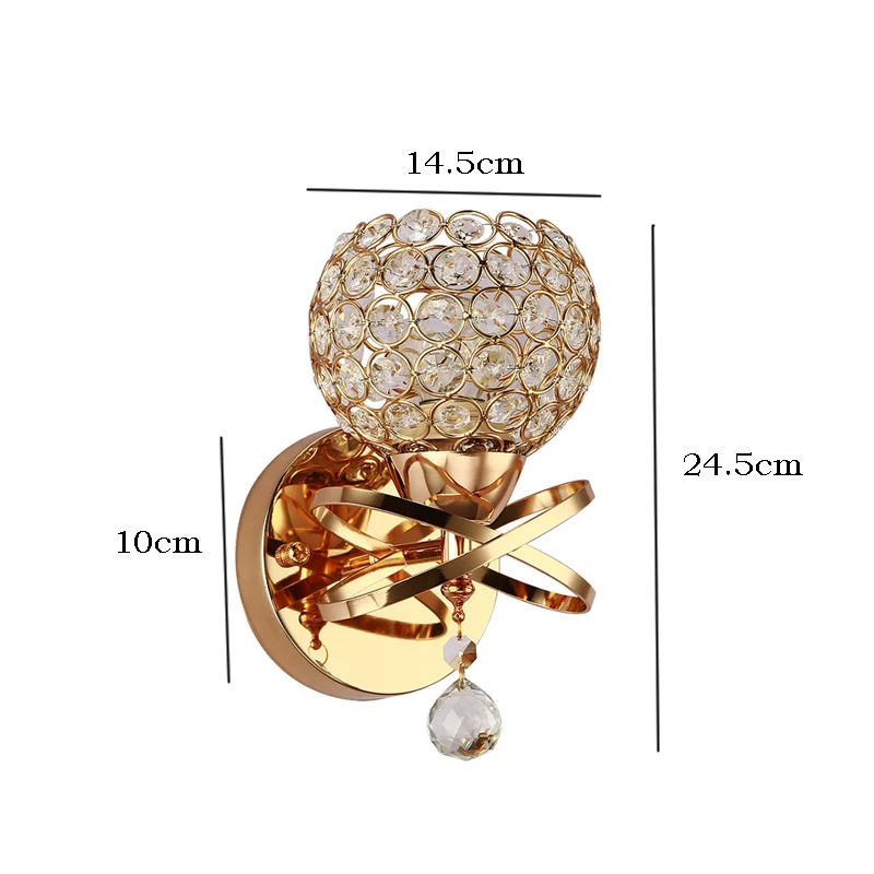 Gold Silver Crystal Wall Lights Simple Creative Bedside Lamp Living Room Indoor Sconce Lighting | Лампы и освещение