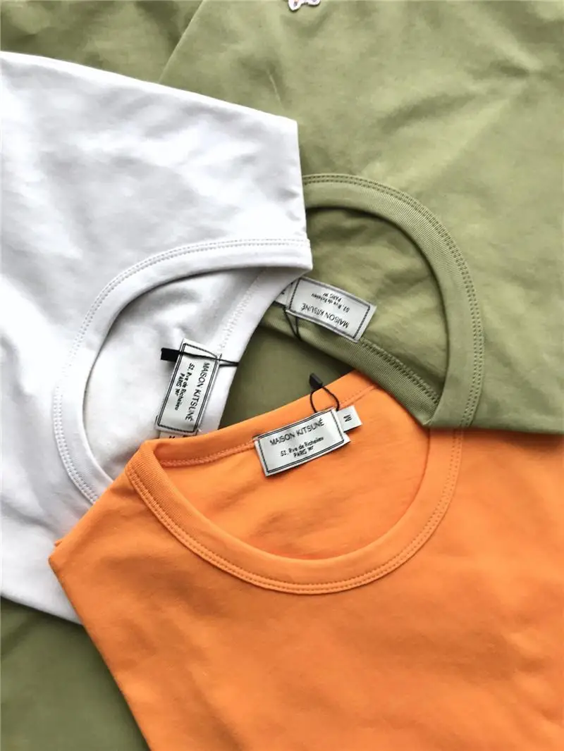 

Fox Embroidery Maison KITSUNE Tees Embroidery Women Men T shirts tees Hiphop Oversized Men Cotton T-shirt
