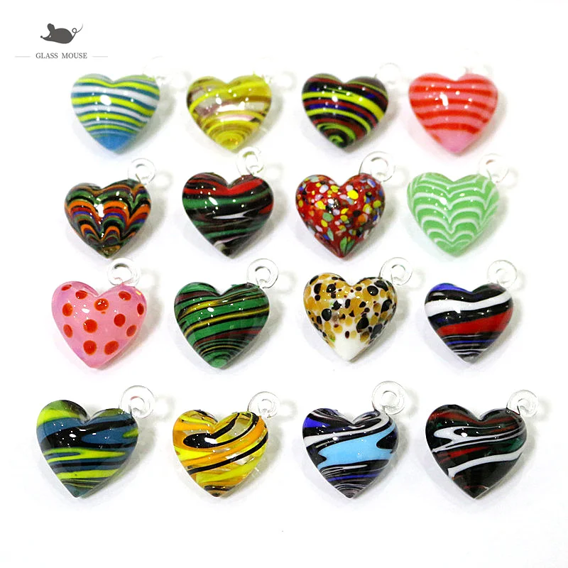 

2PCS Decorative Pendant Cute Murano Glass Heart-Shaped Creative Ornament Wedding Room Party Home Hanging Decor Charm Accessories