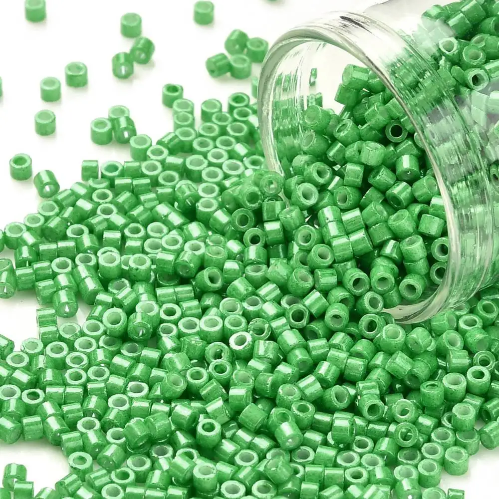 

888 PCS/10g Cylinder Seed Beads Opaque Colours Luster Uniform Size Medium Sea Green 2x1.5mm Hole: 0.8mm about 888pcs/10g