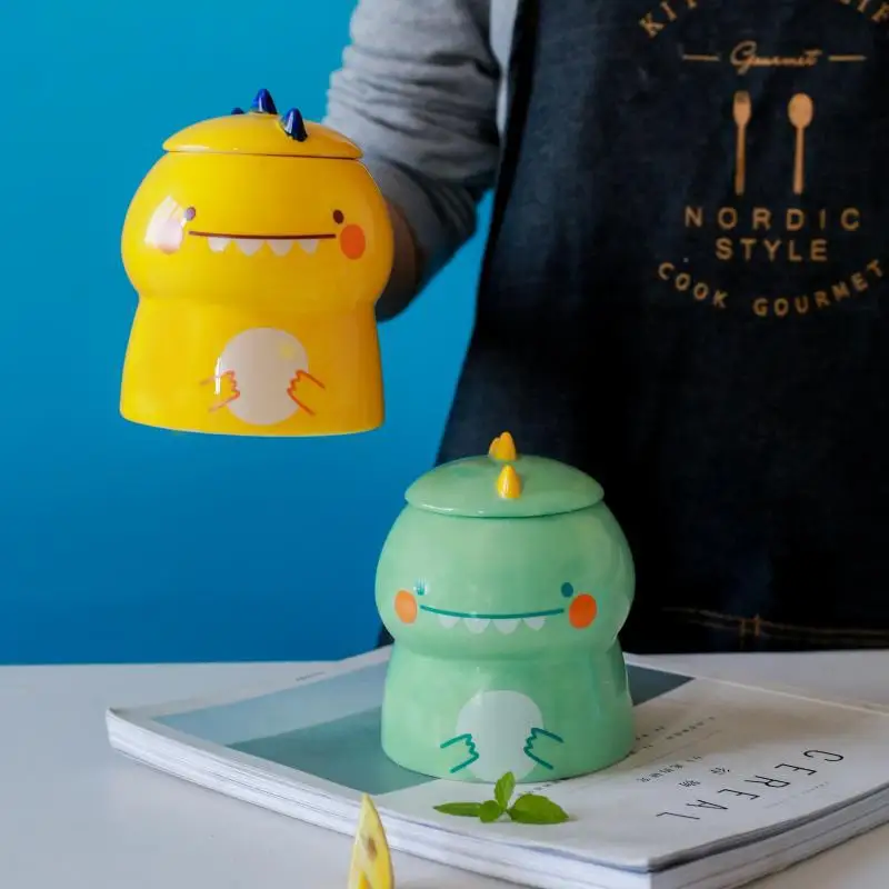 Милый динозавр ручная роспись мультфильм личность кружка завтрак молоко чашка