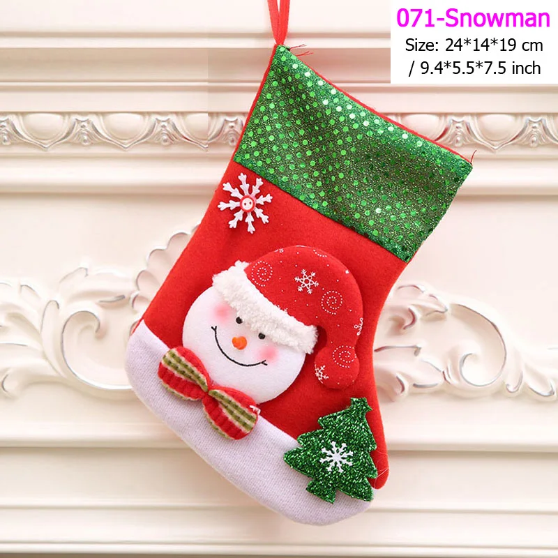 071-Snowman Подвеска в виде Санта-Клауса, снеговика, рождественские украшения, новогодние носки, рождественские украшения для дома, Рождественские елочные украшения, Navidad - Цвет: 071-Snowman