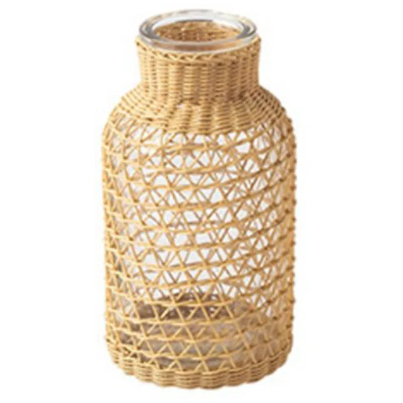 Straw Gl Flower Vase Japanese Pot in the Nordic Contracted Creative Basket to Water Plants | Дом и сад