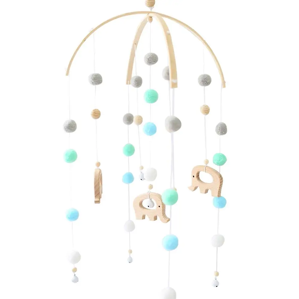 Baby Rattles Crib Mobiles Toy Felt Ball Rattle Pendant Educational Toys Rotating Bed Bell Wind-up Children Room Hangings Decor
