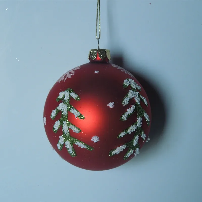 

16 шт. в упаковке диаметр = 8 см красный стеклянный шар, подвеска на рождественскую елку, ручная роспись, подвесной декоративный шар