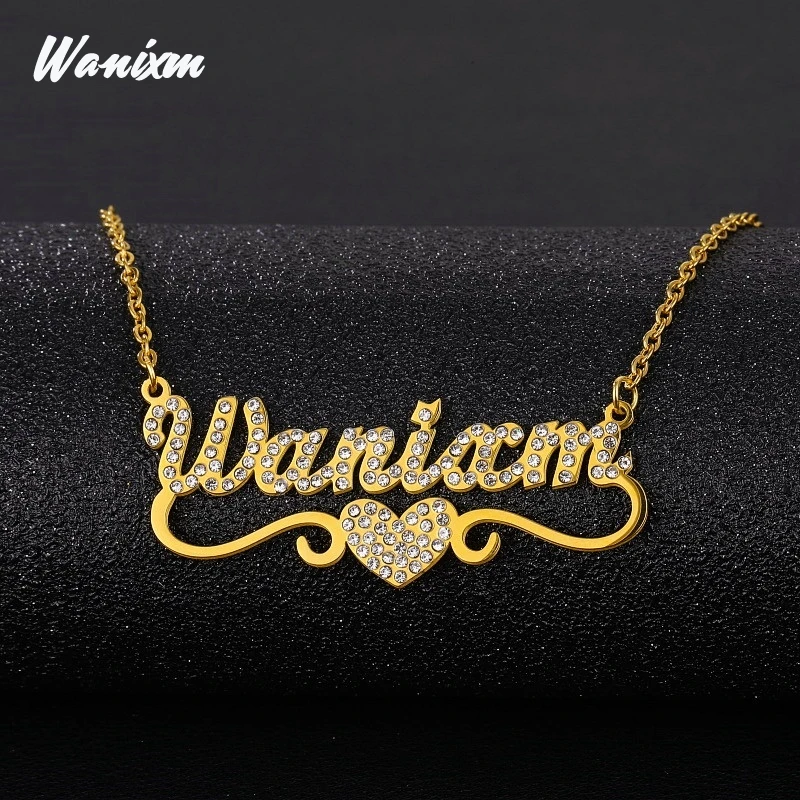 Персонализированный Кристальный кулон пользовательское имя ожерелье