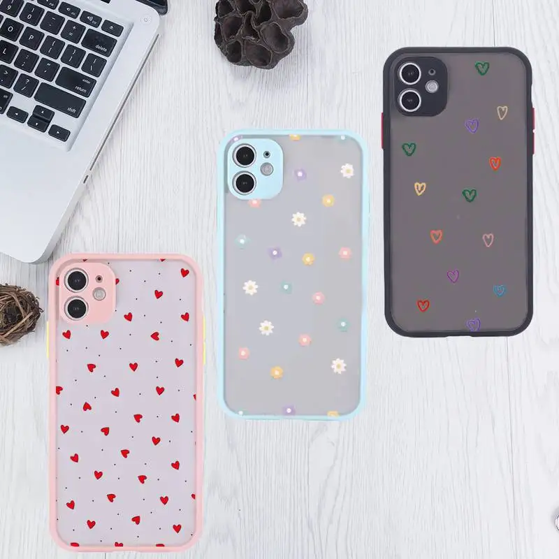 

Cartoon Colorful Flower Phone Case Clear Funda matte transparent For blue iPhone 7 8 x xs xr 11 12 pro plus max mini