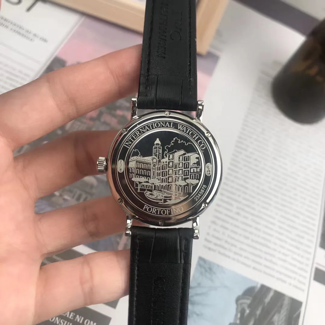 

Luxury Brand New Automatic Mechanical Men Watches Arabic Numbers Stainless Steel Sapphire Silver White Dial Leather Black Watch