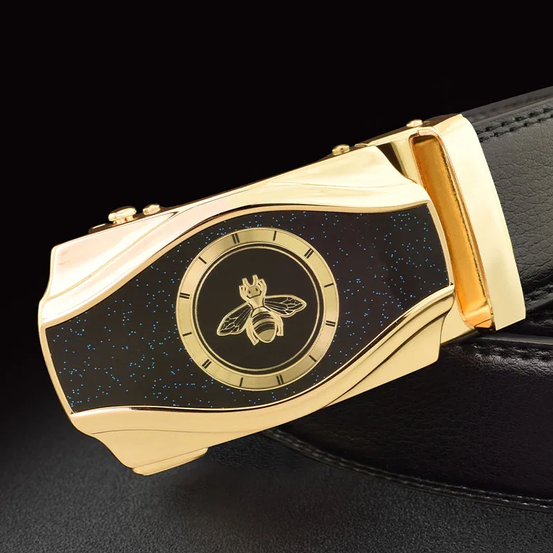 

High quality Designer Belts Men Fashion Bee Z buckle Luxury Famous Brand Genuine Leather Belt Men Classic Exquisite Waist Strap
