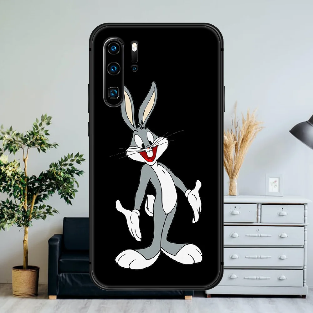

Cute Bugs Bunny Catoon Anime Phone Case For Huawei P Mate Smart 10 20 30 40 Lite Z 2019 Pro black Shell Fashion Cover 3D Prime