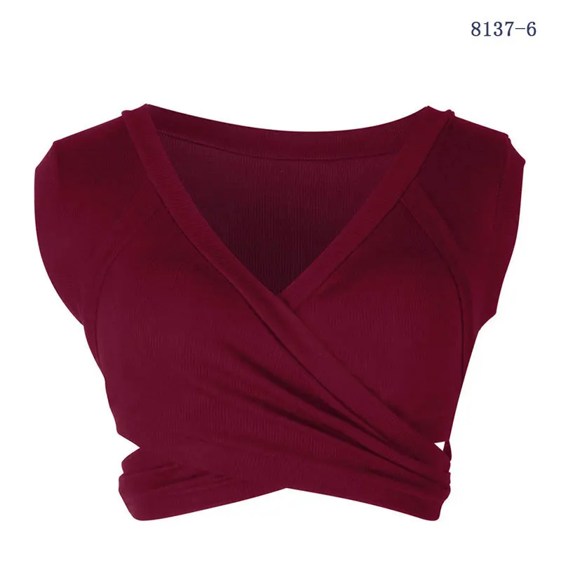 

European and American hot summer women's sleeveless bandage navel short vest bottoming top
