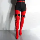 Сапоги женские выше колена из искусственной замши, с ремешком и пряжкой, размеры 38, 44, 45, 47