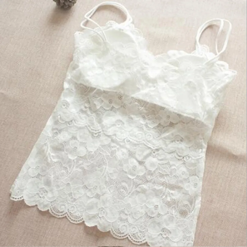 

Women Padded Bra Spaghetti Strap Vest Cami Tank Tops Sexy Women Lace Beauty Back Anti-Light Wrapped Chest Vest Underwear#0127