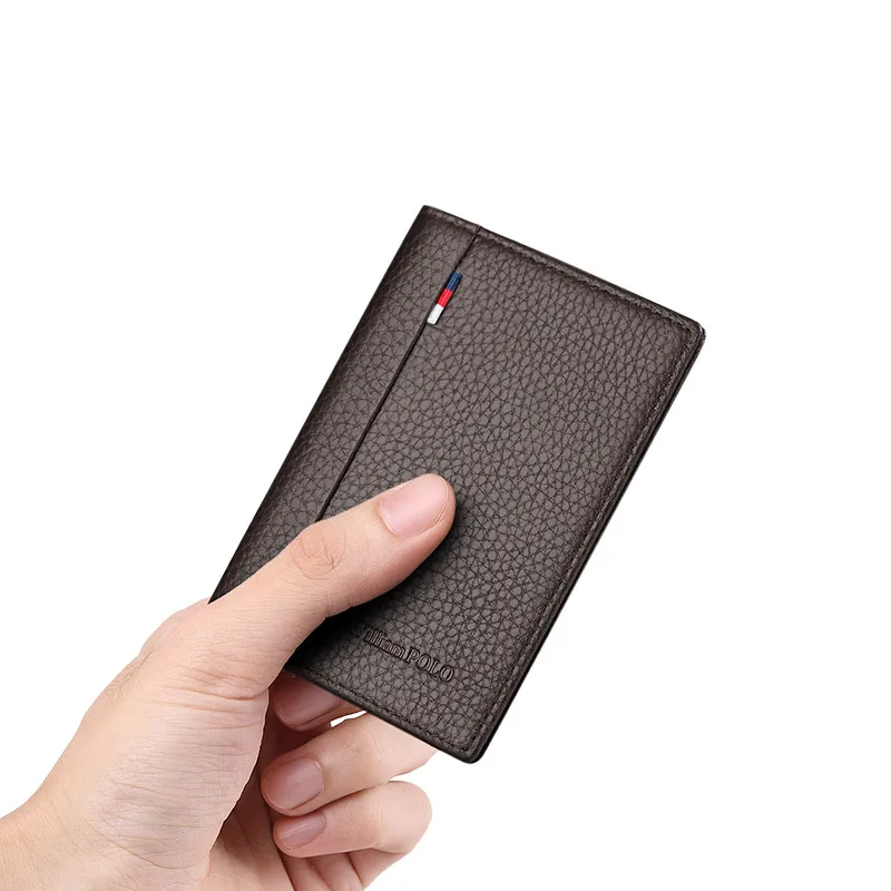 leather mens card holder wallet ultra thin card bag leather soft mini card sleeve small purse high grade id card clip free global shipping