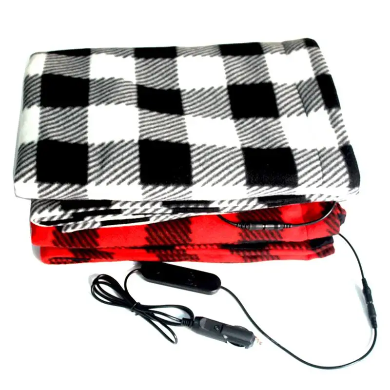 

100*60cm 12V Electric Car Blanket Heated Fleece Travel Throw with Temperature Adjusting For Car RV SUV Winter Heated Blanket Mat