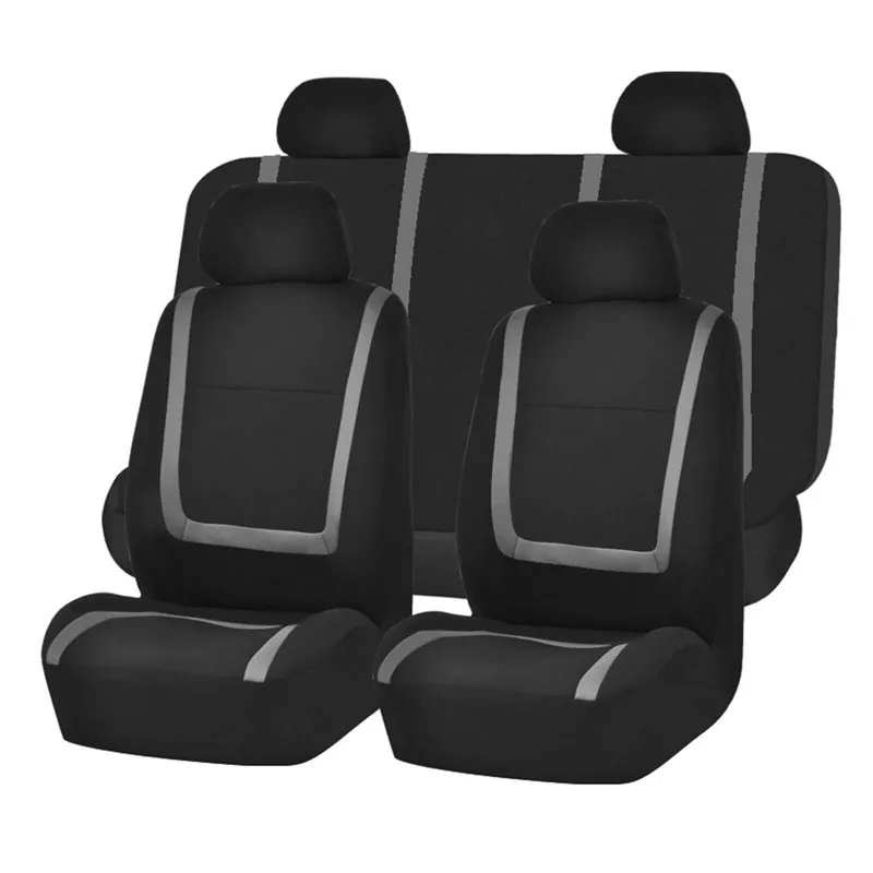 

Aimaao 4/9 Pcs Car Seat Covers Full Set Auto Front And Back Seat Protect Covers-Fits Most Cars Truck Van SUV, Gray & Black