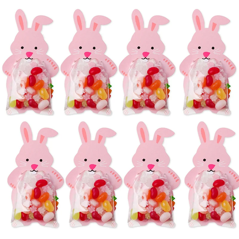 Прозрачный мешочек для конфет с пасхальным декором милый Пасхальный кролик
