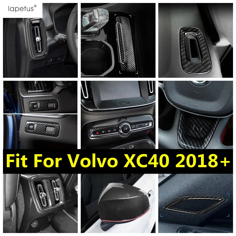 

Pillar A Speaker Dashboard Air AC Outlet Vent Steering Wheel Cover Trim Carbon Fiber Look Accessories For VOLVO XC40 2018 - 2022