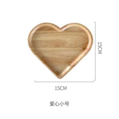 02 Japan Style Wooden plate love breakfast plate western bread plate star snack plate oak grid Tray - Цвет: 02