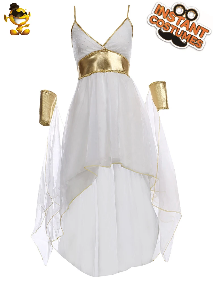 Женская белая богиня шифоновый костюм маскарадный для хеллоуина Платье