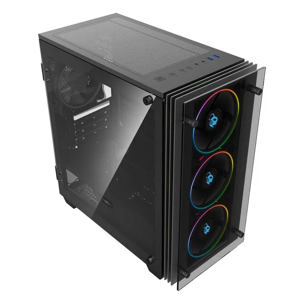 Микро ATX/мини ITX Midtower чехол CoolBox COO-DGC-M192-0 RGB светодиодный Black | Компьютеры и офис