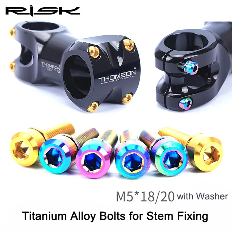

RISK 6PCS/lot M5x20mm / M5x18mm Bicycle Bolts with Washer MTB Road Bicycle Stem Fixing Screws Ultralight Cycling Screws Gasket