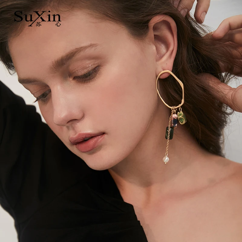 SuXin длинные серьги-кисточки в форме звезды с пентаграммой для женщин стиле