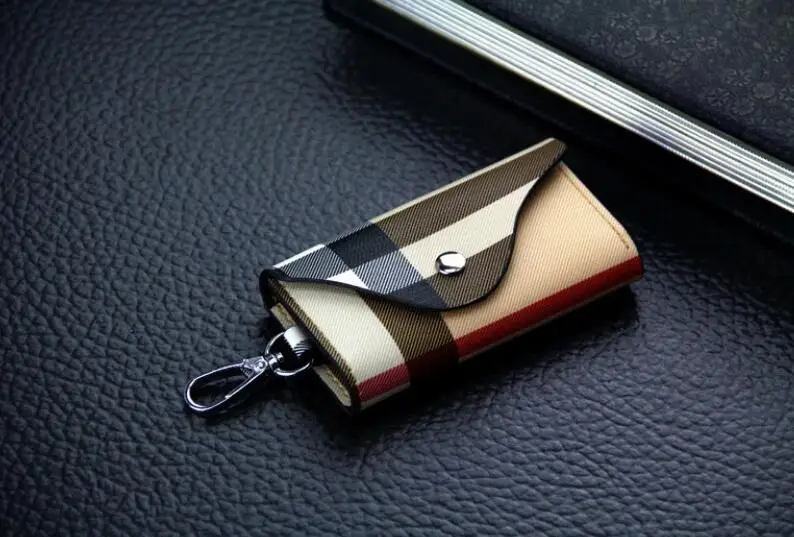

Classic Unisex Checkered Leather Key Wallet For Car