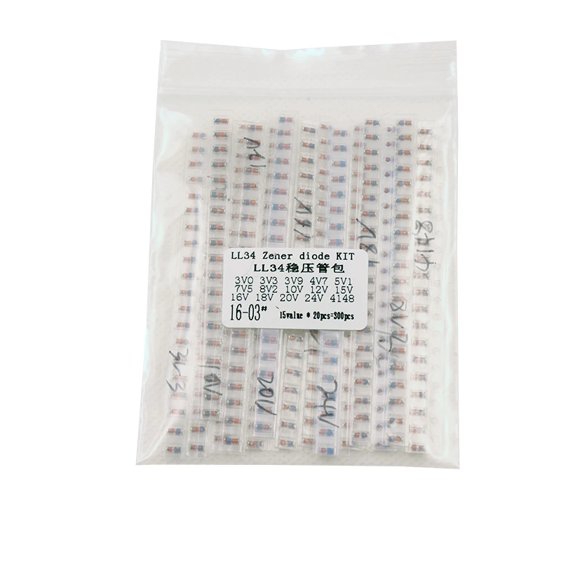 LL34 SMD Zener diode package 1/2W 3v-24v 15 kinds *20pcs=300pcs  1N4148 KIT