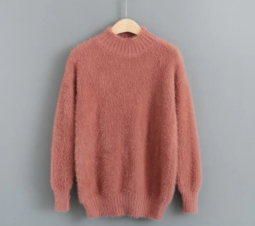 2019 Winter Women Turtleneck Mohair Sweaters Fluffy Chic Knit Jumpers Korean Style Loose Sweater Pullover | Женская одежда