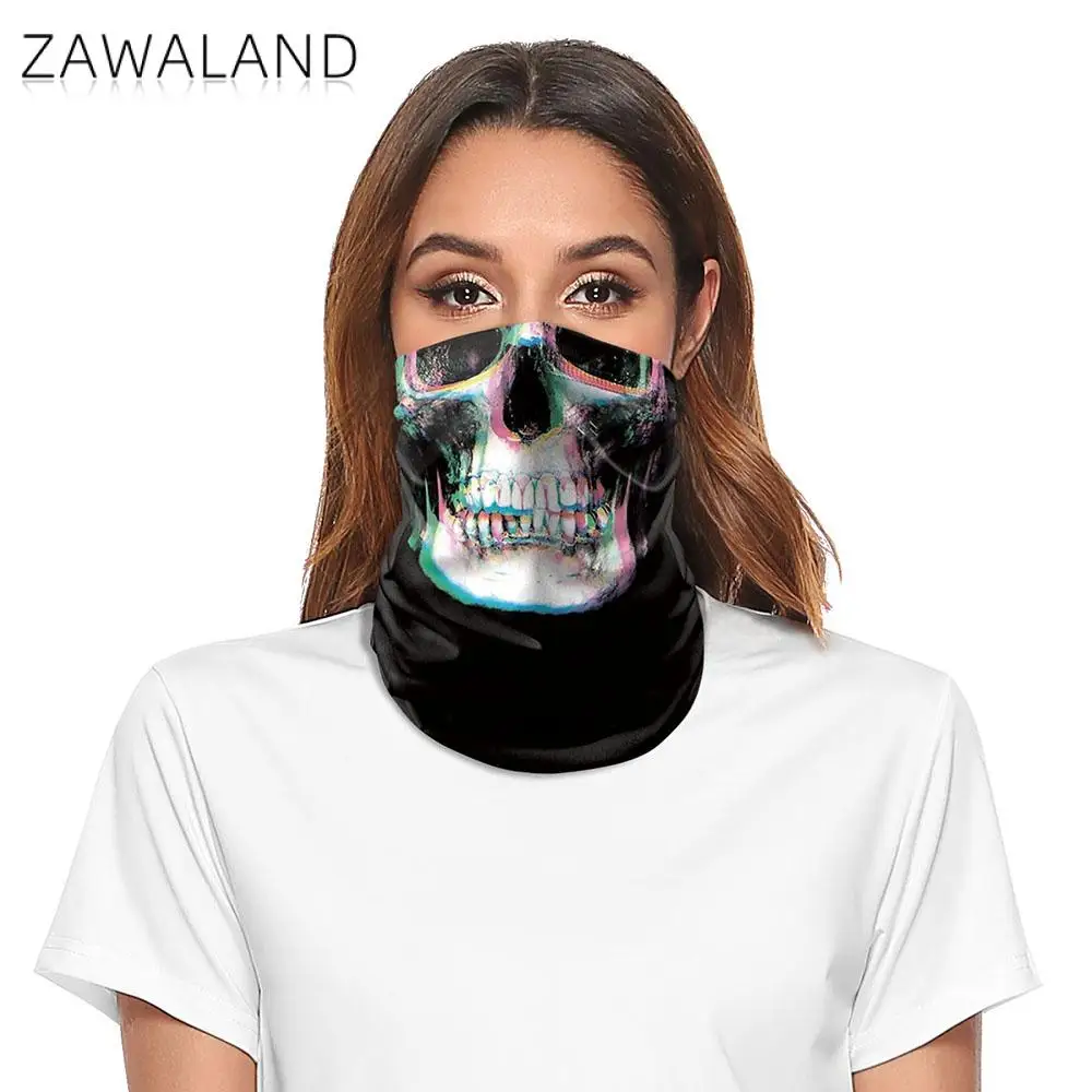 

Zawaland New Cosplay Skull Face Mask Scarf Neck Scarves Women Bandana Outdoor Multifunction Windproof Halloween Half Face Mask