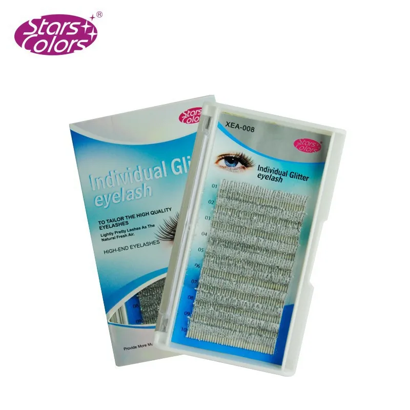 

C Curl 0.15mm Fashion Glitter Eyelash Extensions 12 Strips Individual Eyelash Extension False Eyelashes Glitter Silver