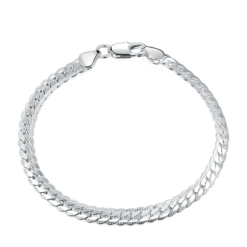 Модные мужские и женские 6 мм Серебристые цепочки из нержавеющей стали с плоским