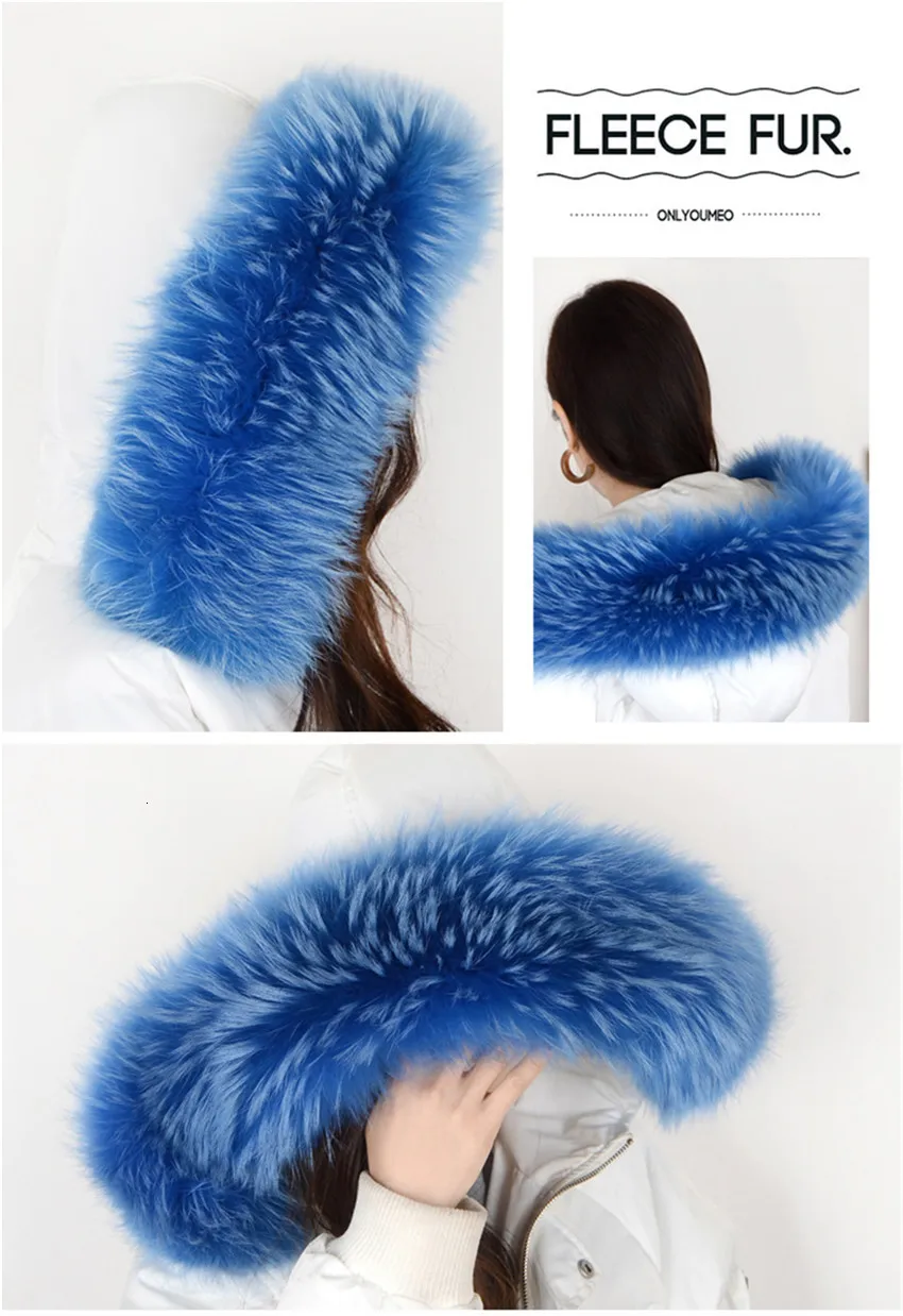 Winter Coat Female Neck Cap Long Warm Genuine Fur Scarf Big Size Neck scarf Fur Collar Real Raccoon Fur Women Scarves L44