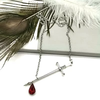 red crystal sword and necklace gothic pendant jewelry statement mysterious black jewelry for new tarot gift