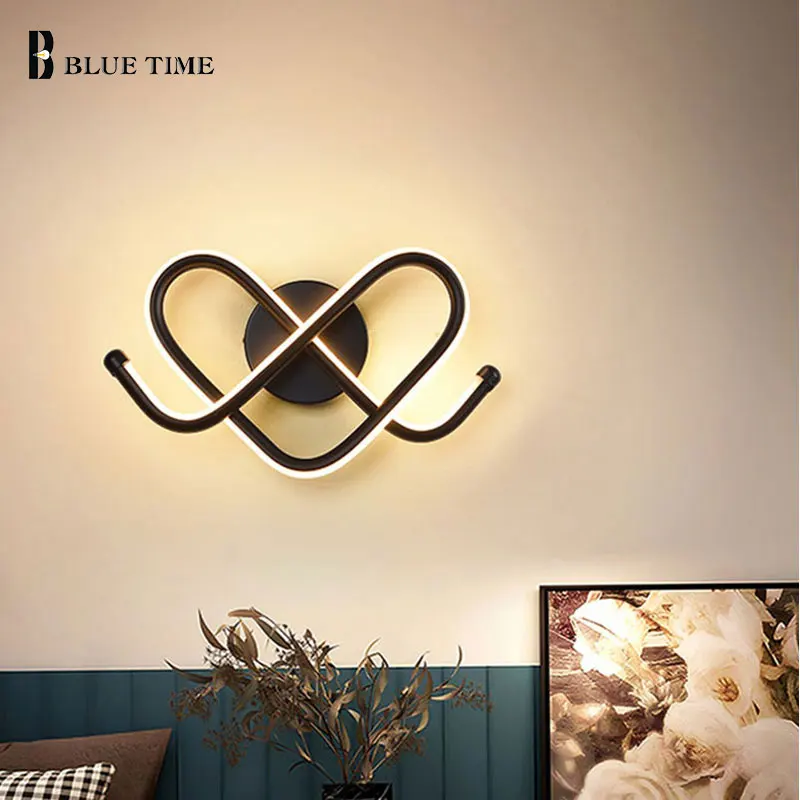 

Modern Led Wall light For Bedroom Living room Study room Bedside light Home Sconce Wall Lamp 22W Black Lustre Fixtures 110V 220V