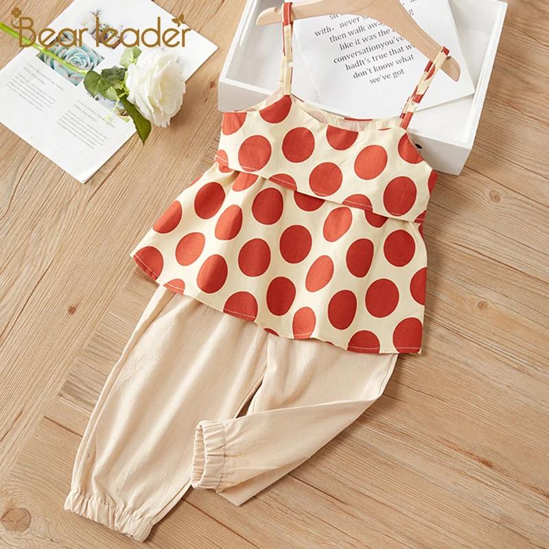 Bear leader/комплекты одежды для девочек Новая летняя модная футболка в горошек без