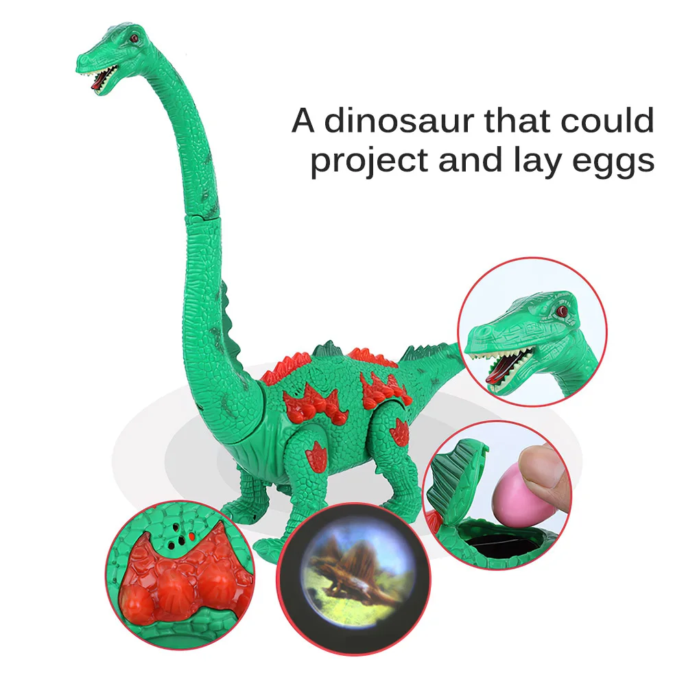 

Детская электрическая проекционная игрушка динозавр с подсветкой, игрушка с длинной шеей, отрывными яйцами, вращающимися звуками, игрушки ...
