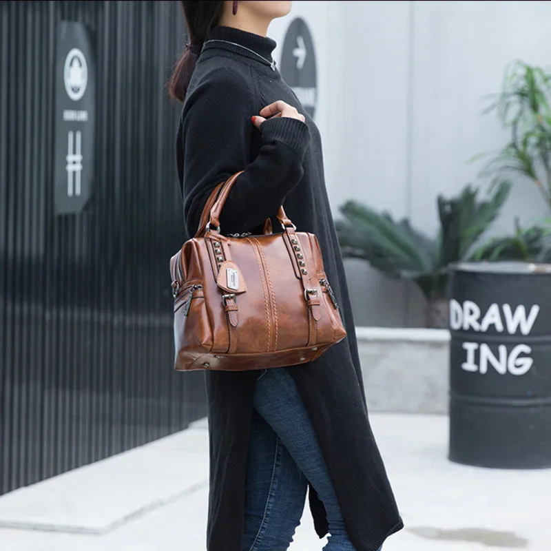 Новые винтажные Роскошные сумочки из натуральной кожи с масляным воском женские