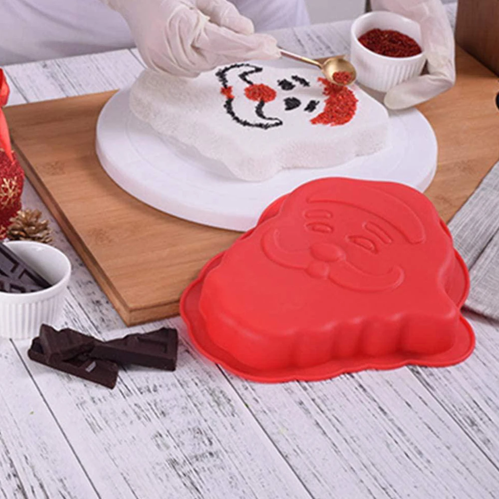 

2PCS Christmas Silicone Mould DIY Cake Candy Handmade Sweet Baking Mold Santa Christmas Tree Baking Pan Birthday Party Decor