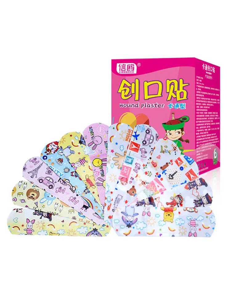 

100PCS Hemostatische Pleisters Ademend Leuke Cartoon Band Aid Waterdichte Ehbo Emergency Kits Kids Adhesive Bandage