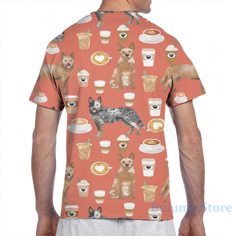 Австралийская футболка с рисунком крупного рогатого скота собаки кофе для