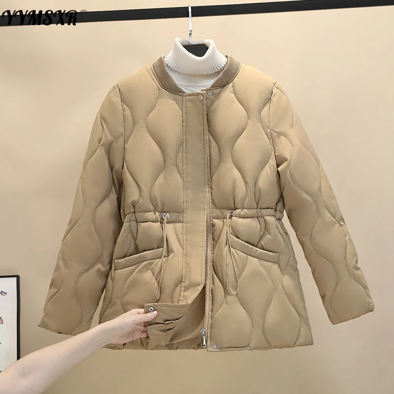 

YYMSXR Winter Women's Cotton Coat 2021 New Solid Color Slim Single-breasted Long Sleeves Female Bread Jacket Down Cotton