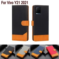 y21 leather phone case for vivo y21 2021 cover flip wallet stand protective shell etui book on for vivo y 21 v2111 case coque