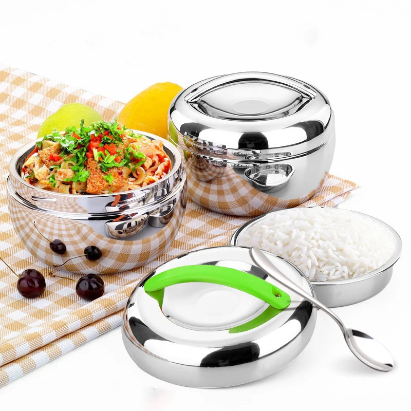 

Double Layer Round Bento Lunch Box For Kids Portable Outdoor Stainless Steel Bento Box Leak-Proof Container Kitchen Food Box